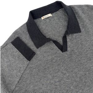 Marine Layer Knit Shirt XL Long Sleeve Polo Gray Black Patterned